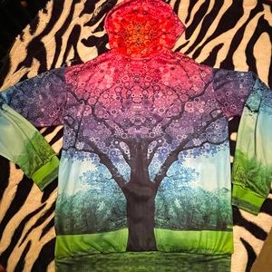 Trippy Tree of Life Zip-up Hoodie by Rage On! Size Medium